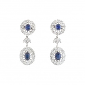 White Gold Diamond and Sapphire Earrings